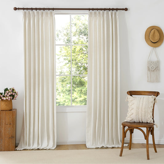 Jasper Linen Curtains Plaid White Front View