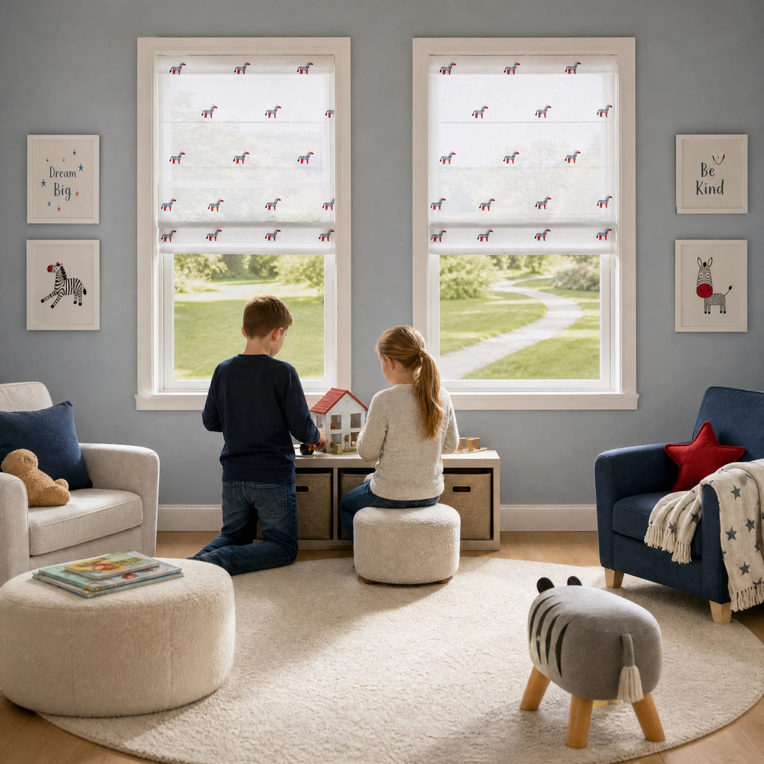 Bonnie Little Pony Embroidered Sheer Roman Shades