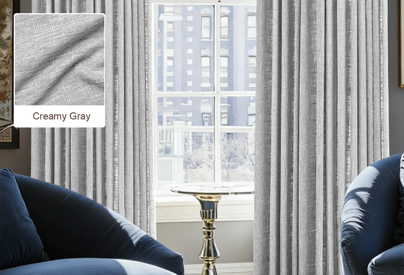 Creamy Gray Curtains Free Swatches