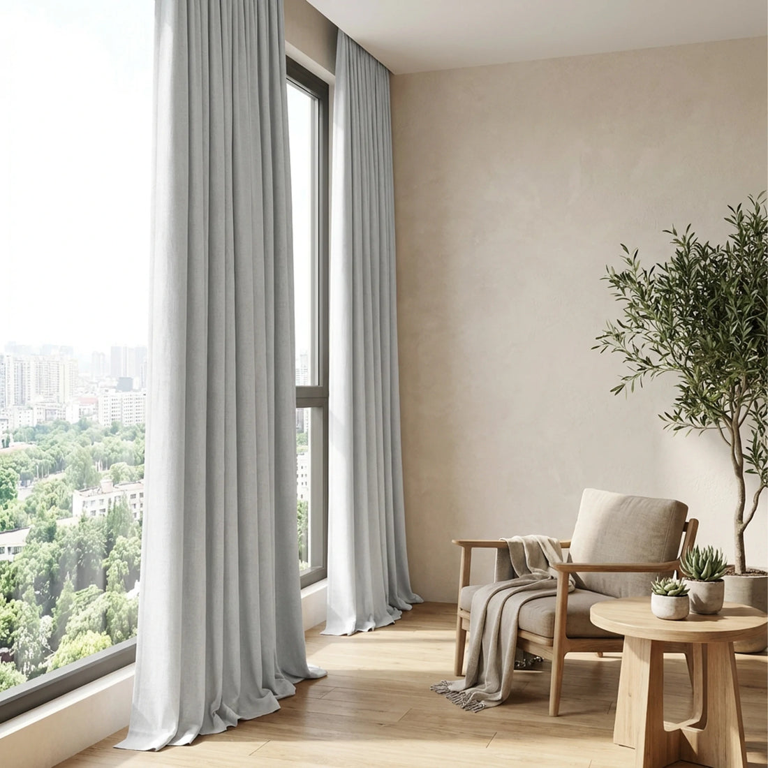 Alex 100% Balckout Linen Look Curtains