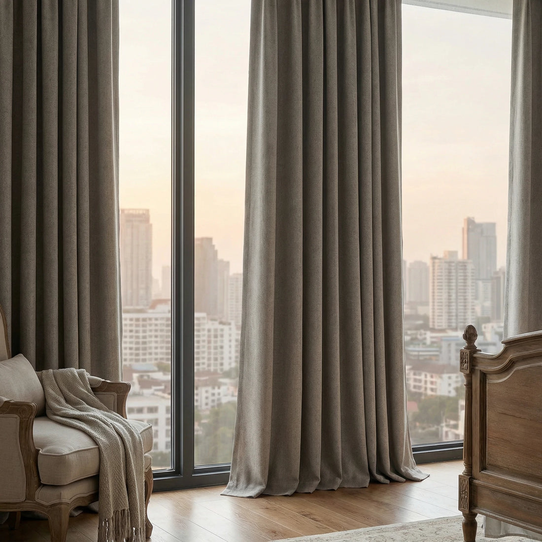 Alex 100% Balckout Linen Look Curtains