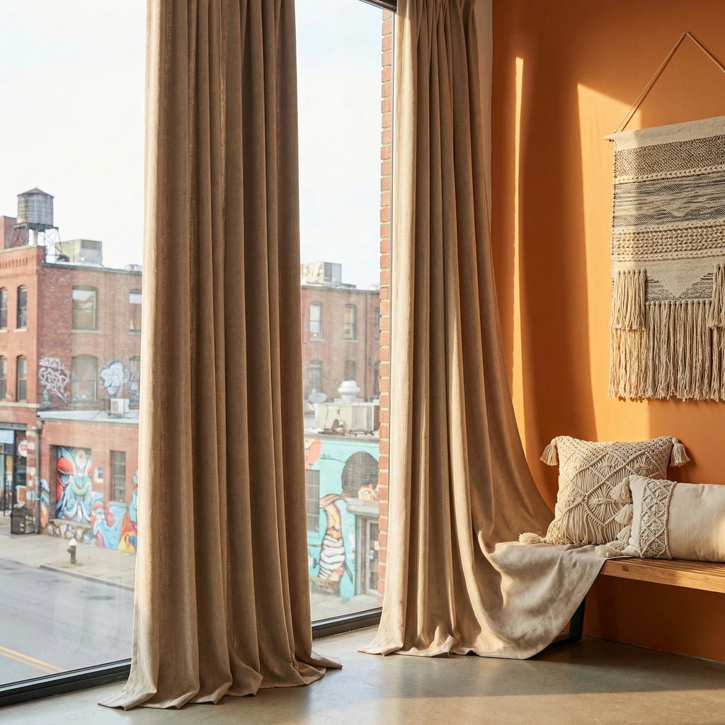 Alex 100% Balckout Linen Look Curtains