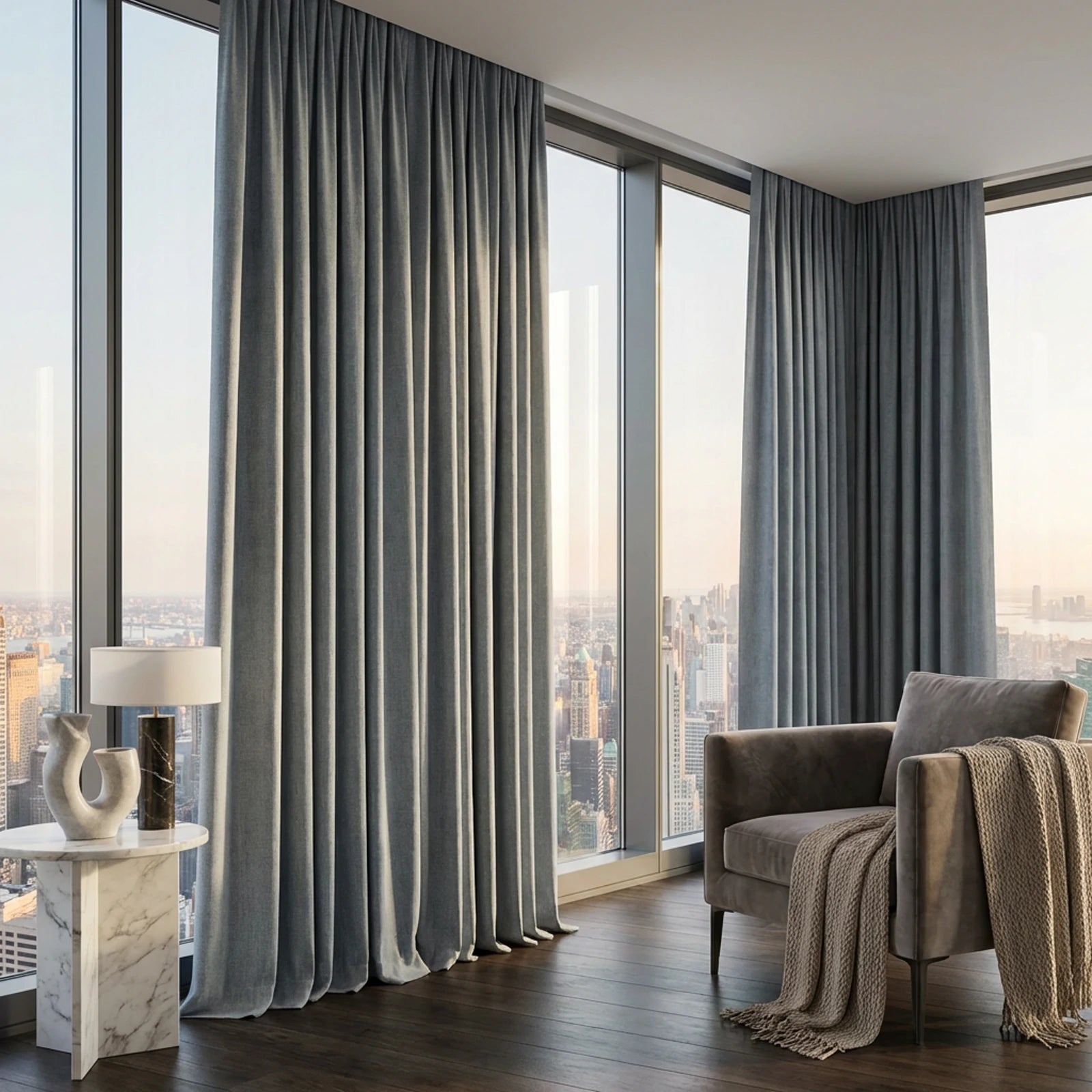 Alex 100% Balckout Linen Look Curtains