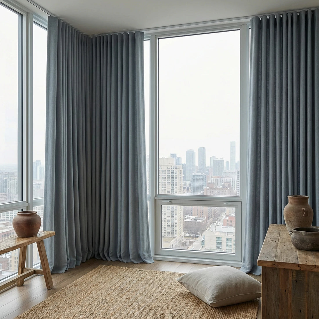 Alex 100% Balckout Linen Look Curtains
