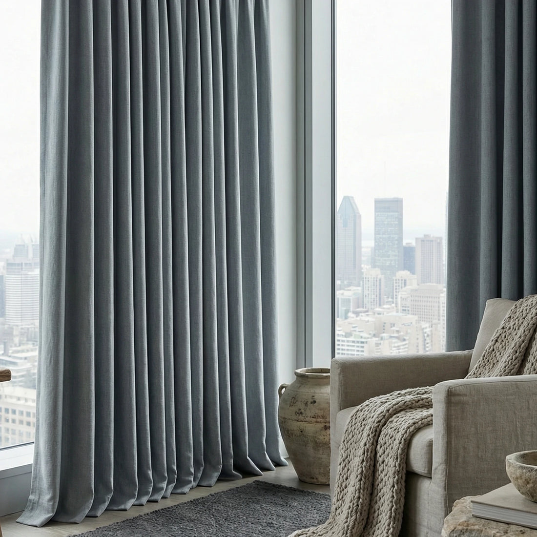 Alex 100% Balckout Linen Look Curtains