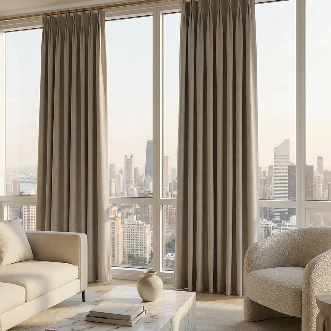Alex 100% Balckout Linen Look Curtains