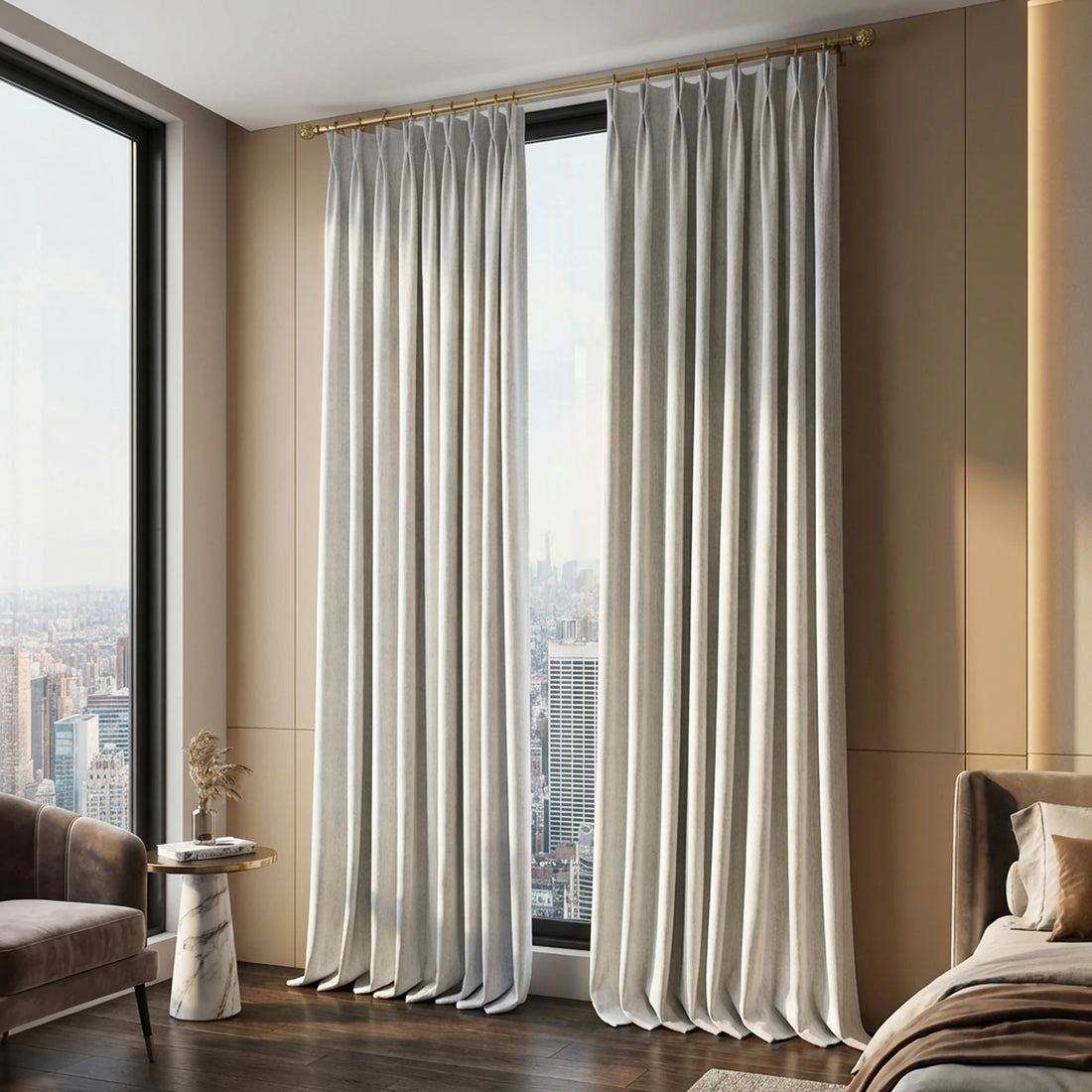 Alex 100% Balckout Linen Look Curtains