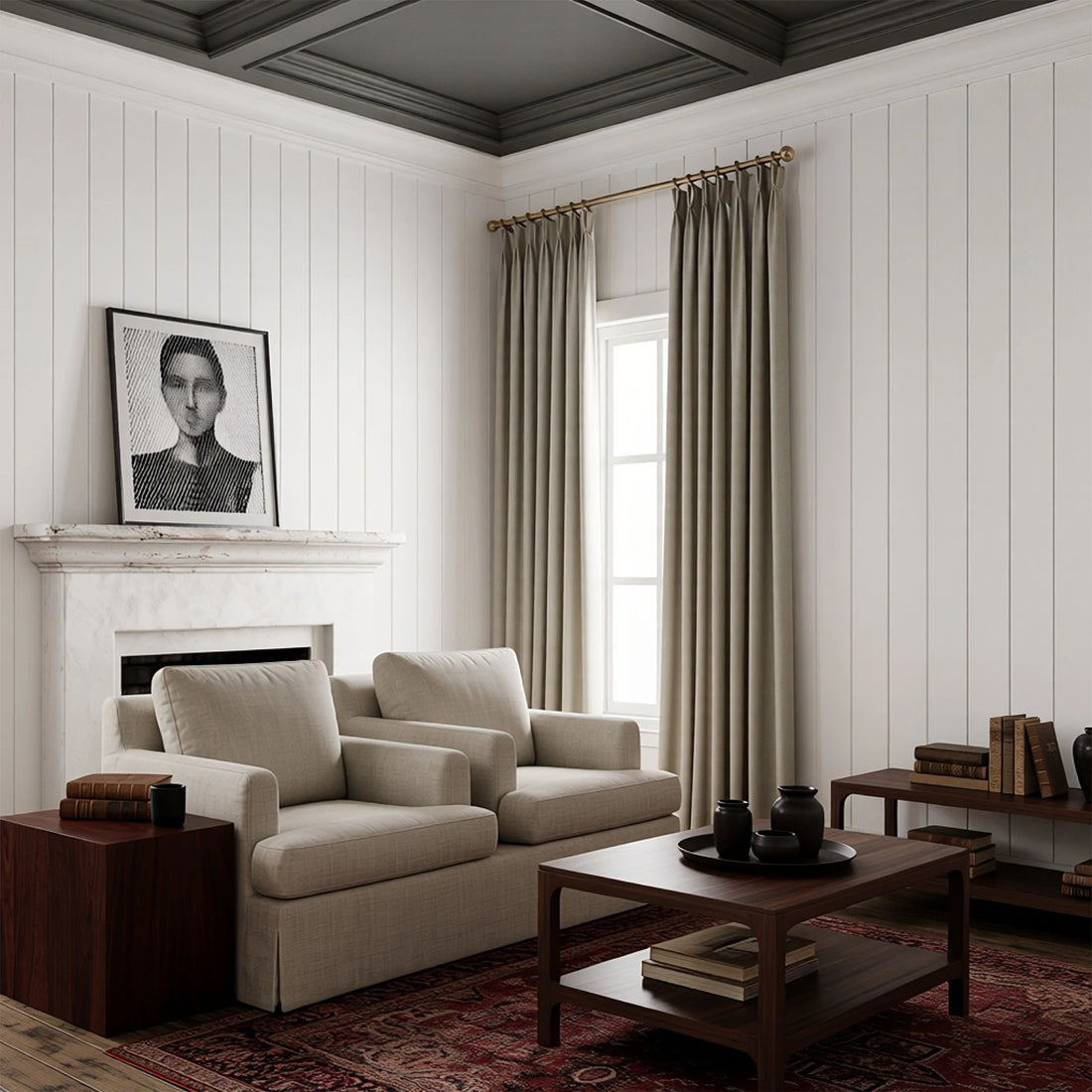 Alex 100% Blackout Linen Look Curtains