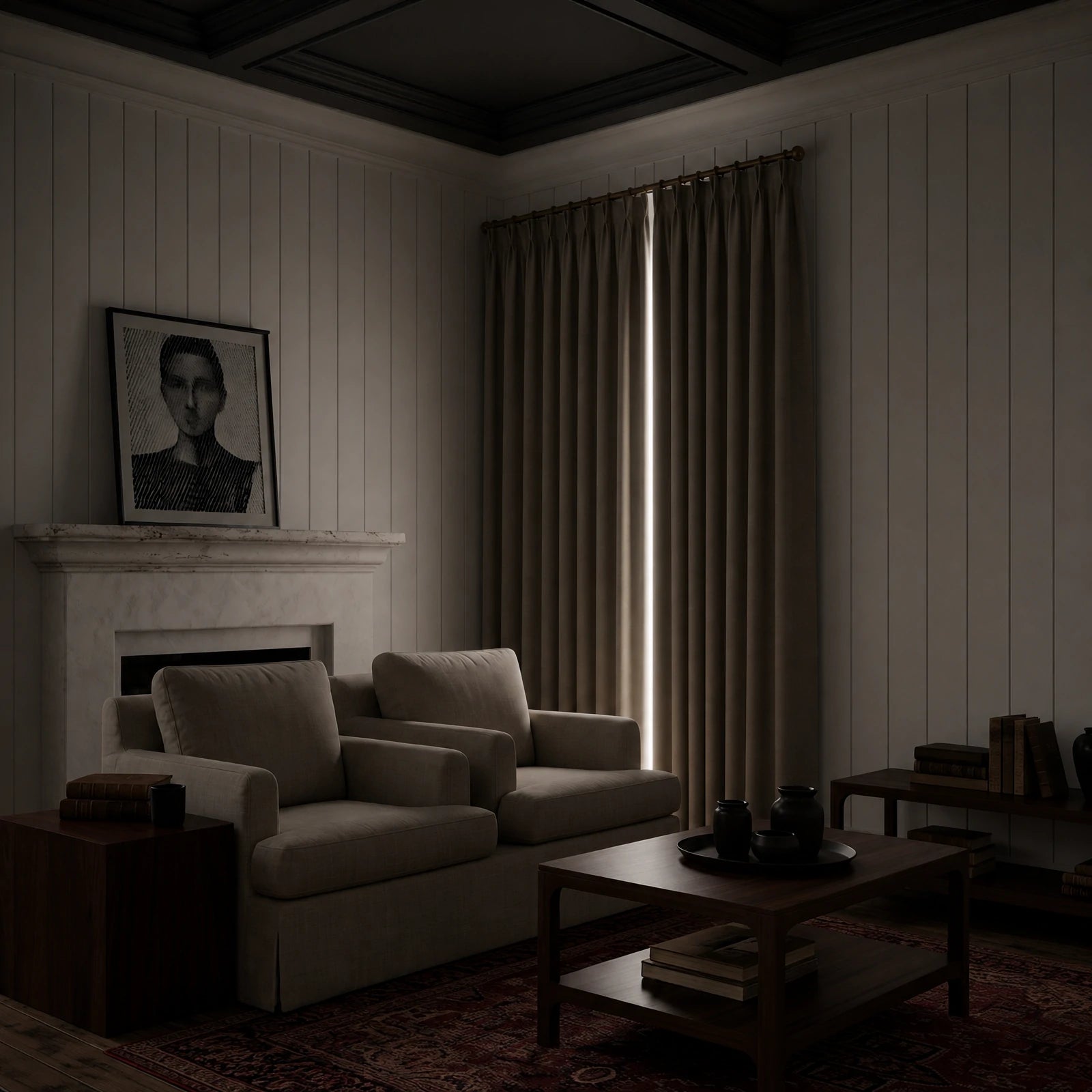 Alex 100% Blackout Linen Look Curtains