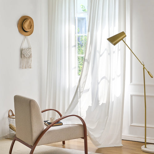 Ayla Natural Linen Weave Voile Curtains Dispaly