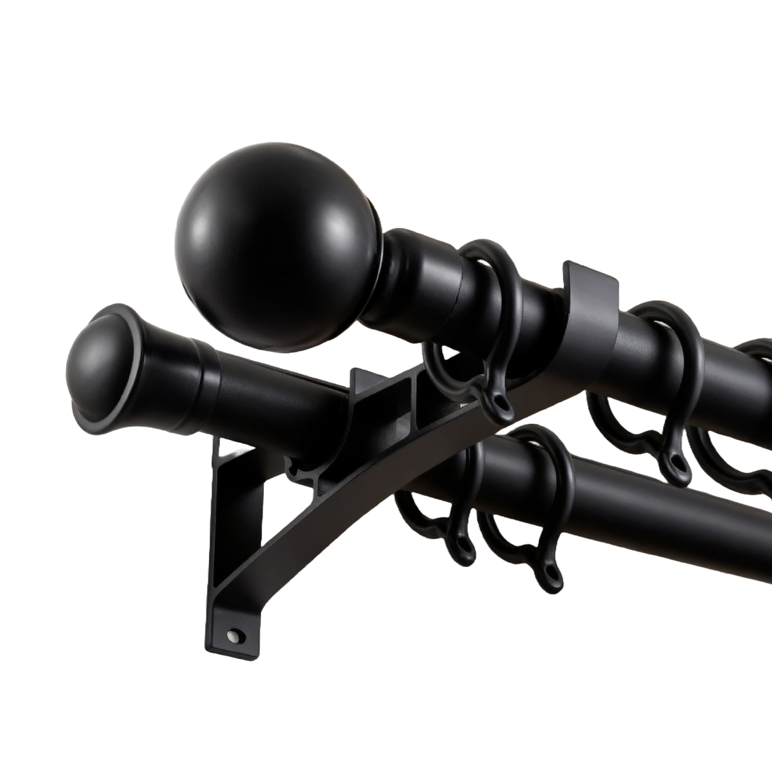 Black double curtain rod rendering