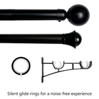 Black curtain rod, double rod, silent sliding ring