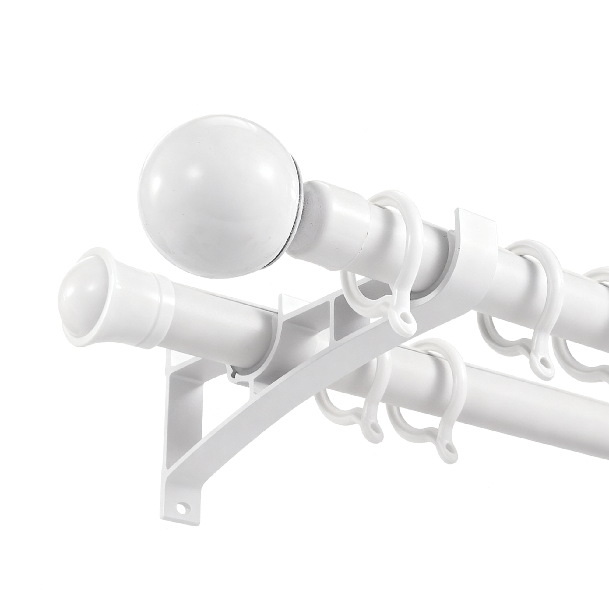 White double curtain rod rendering