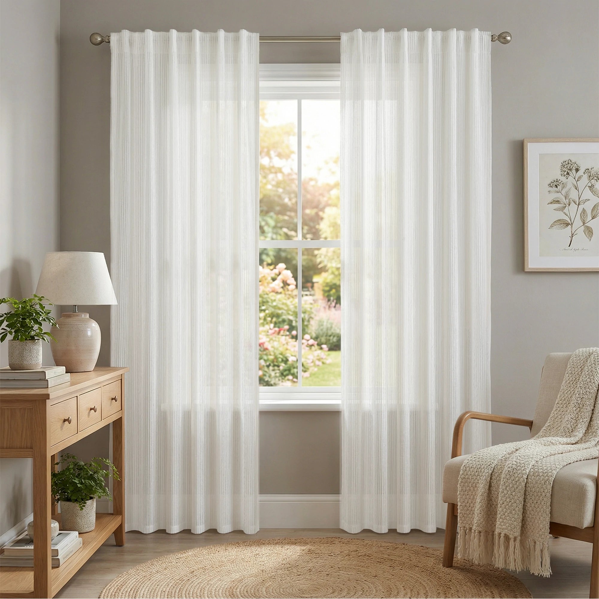 Blair Striped Semi Sheer Curtains