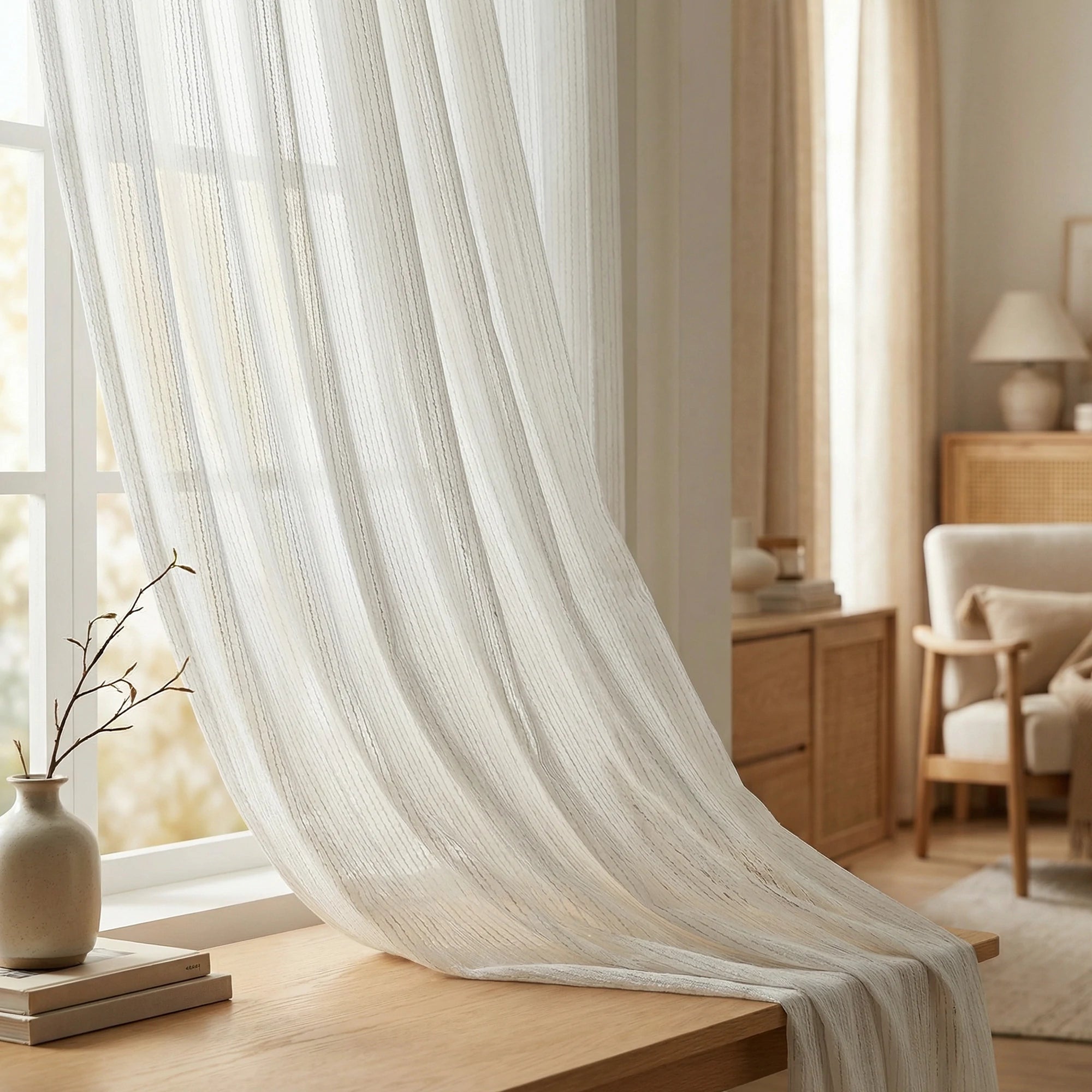 Blair Striped Semi Sheer Curtains