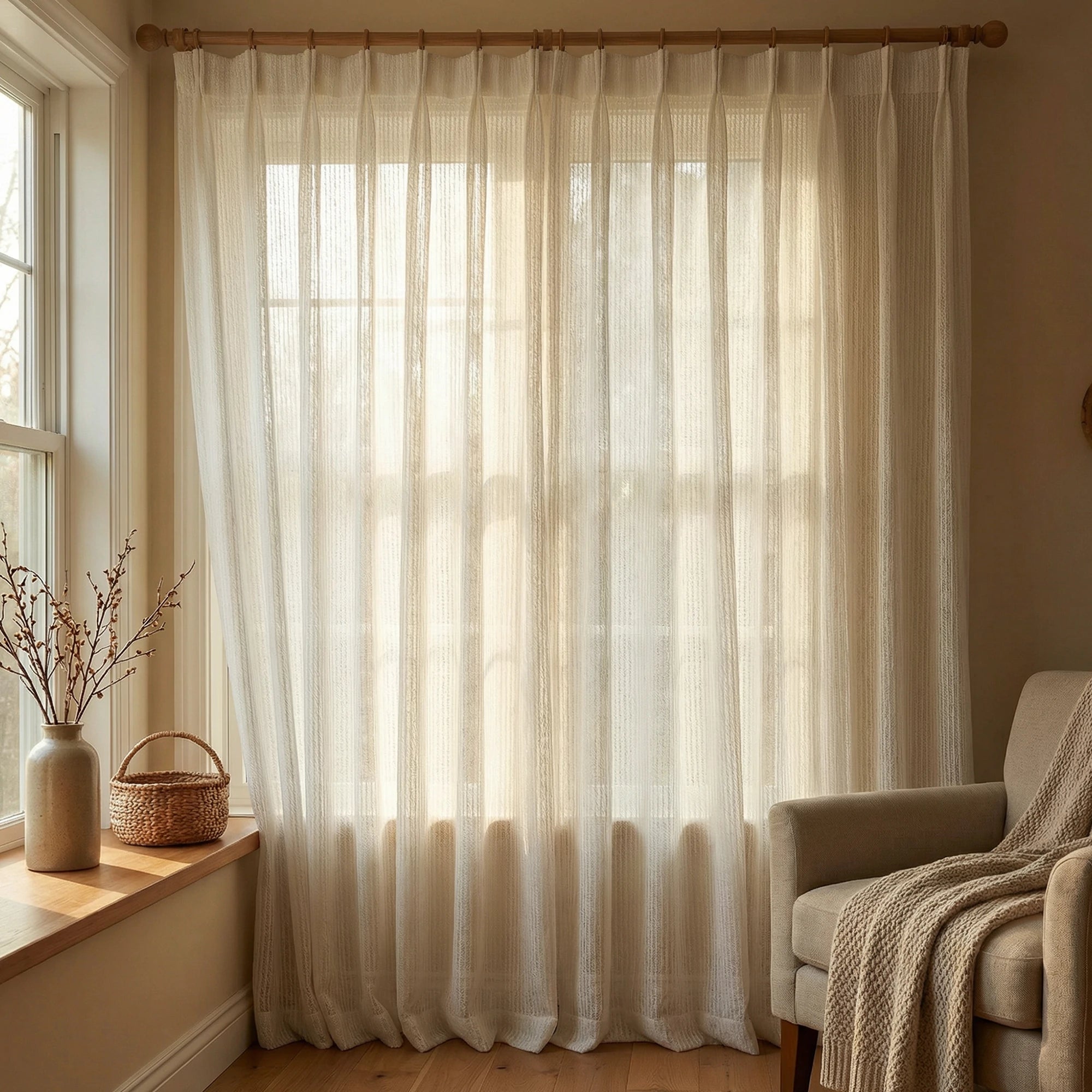 Blair Striped Semi Sheer Curtains