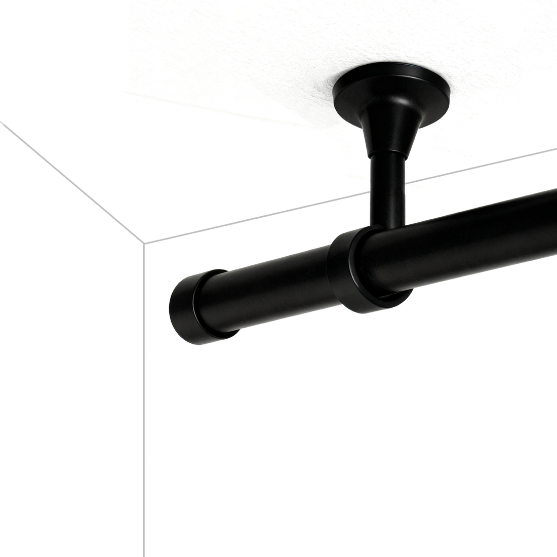Ceiling-mounted curtain rod