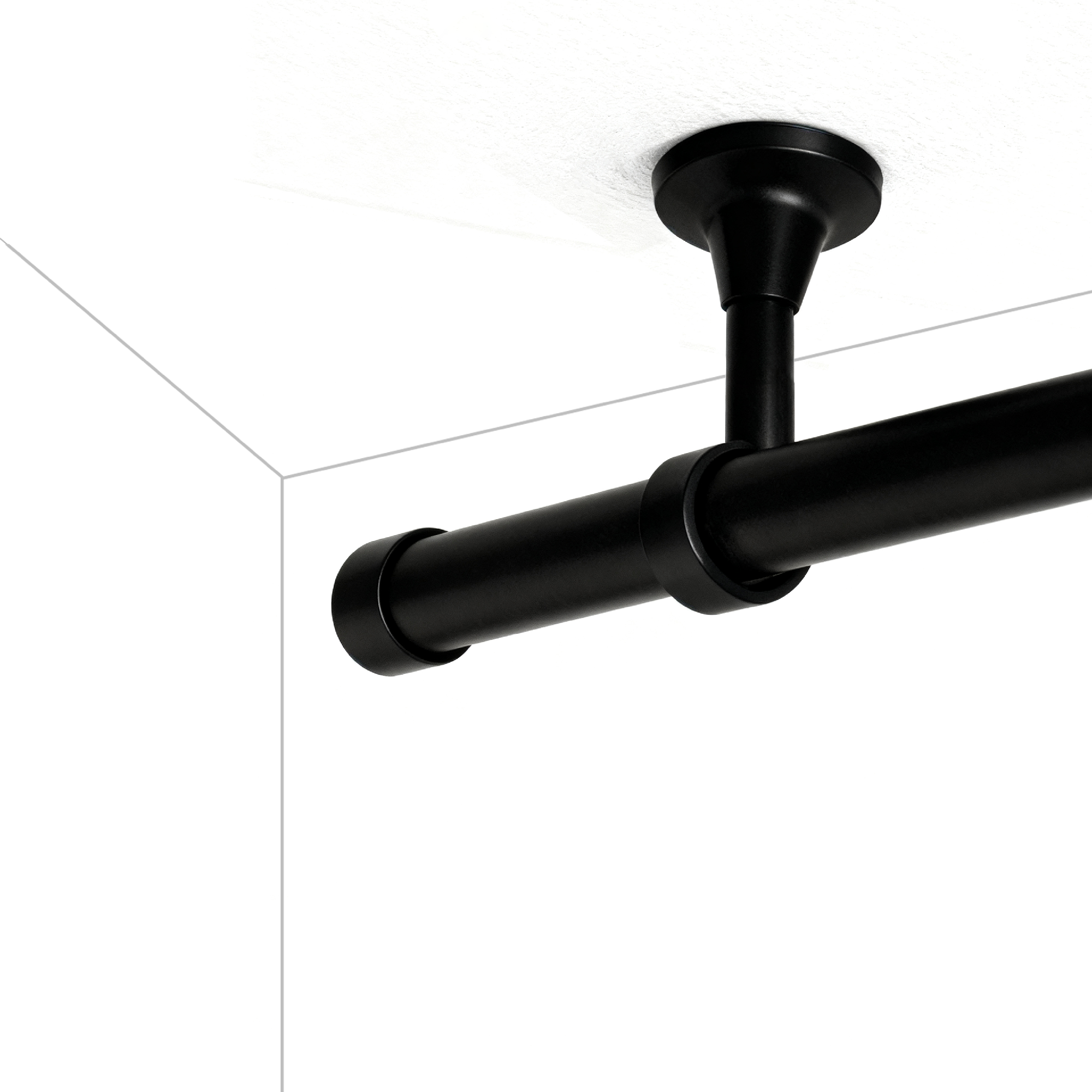 Ceiling-mounted curtain rod