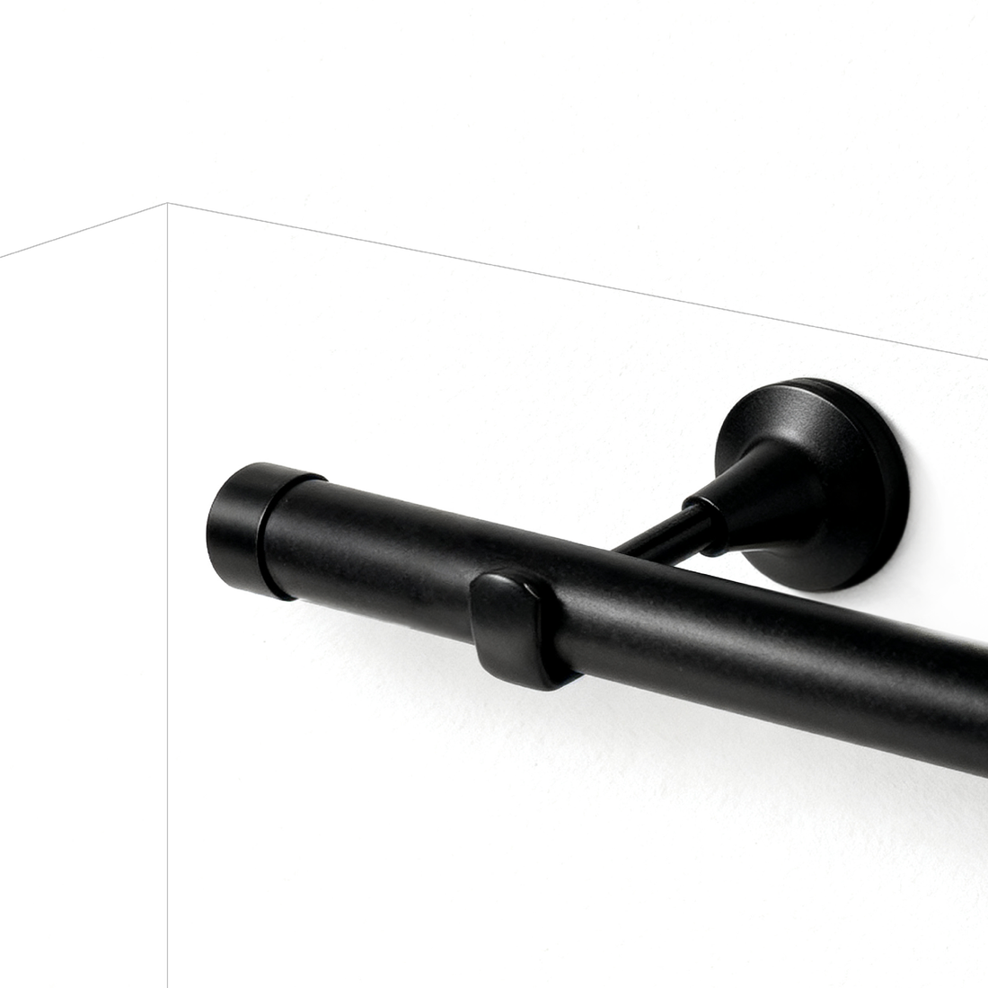 Wall-mounted curtain rod (side view)