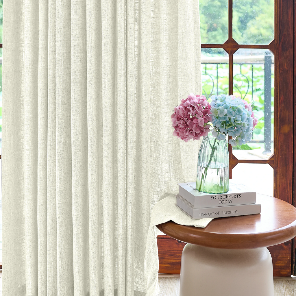 Caleb Custom Curtains Cream Display