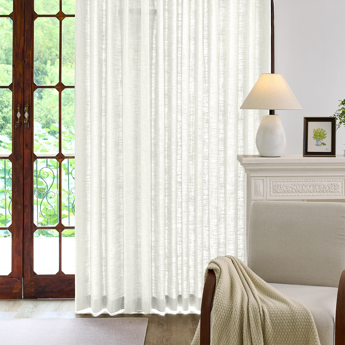Caleb Custom Curtains Ivory White Display
