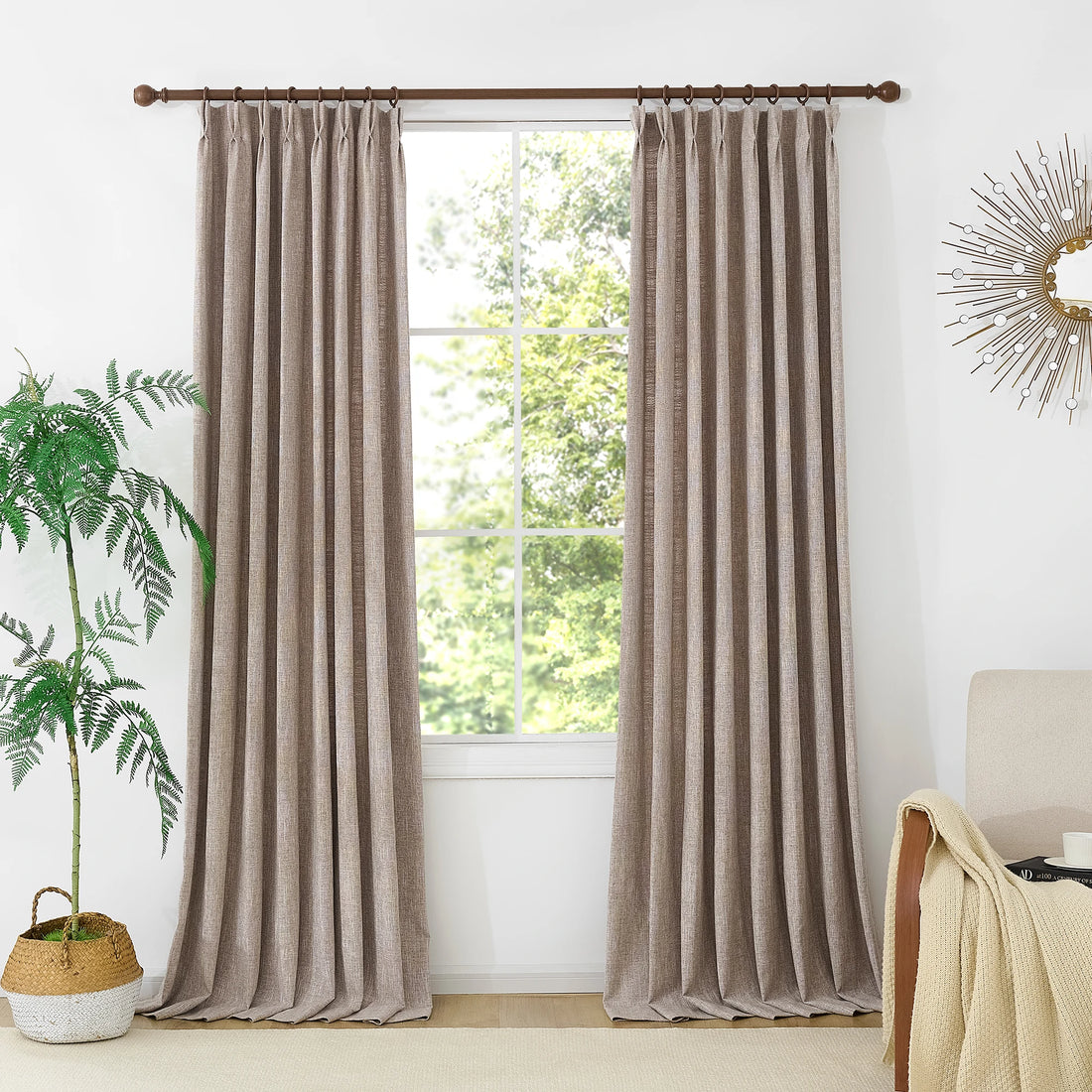 Caleb Custom Curtains Light Coffee Front