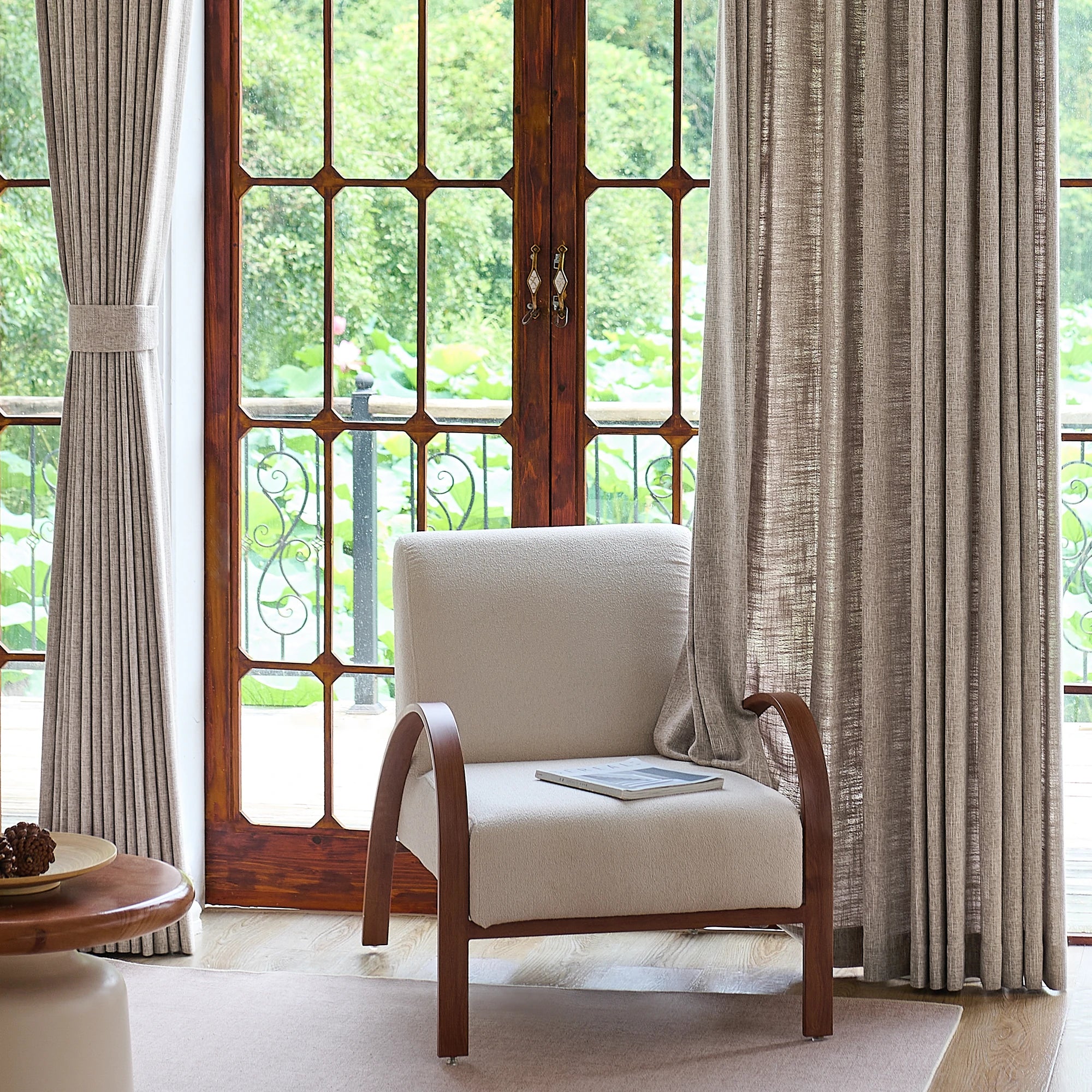 Caleb Custom Curtains Light Coffee Display