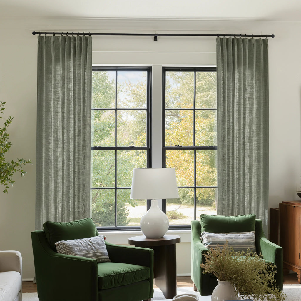 Caleb Custom Curtains Moss Gray Display