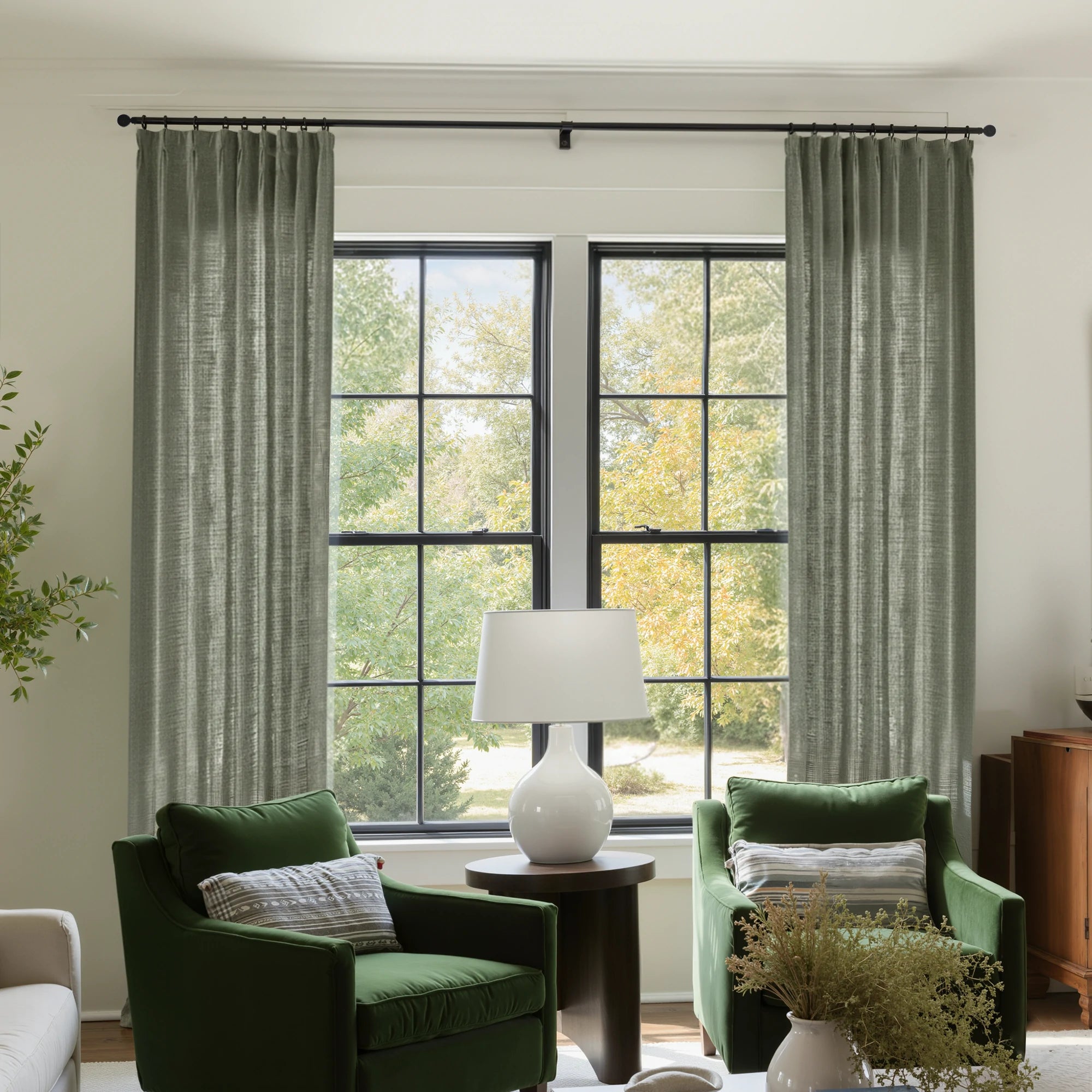 Caleb Custom Curtains Moss Gray Display