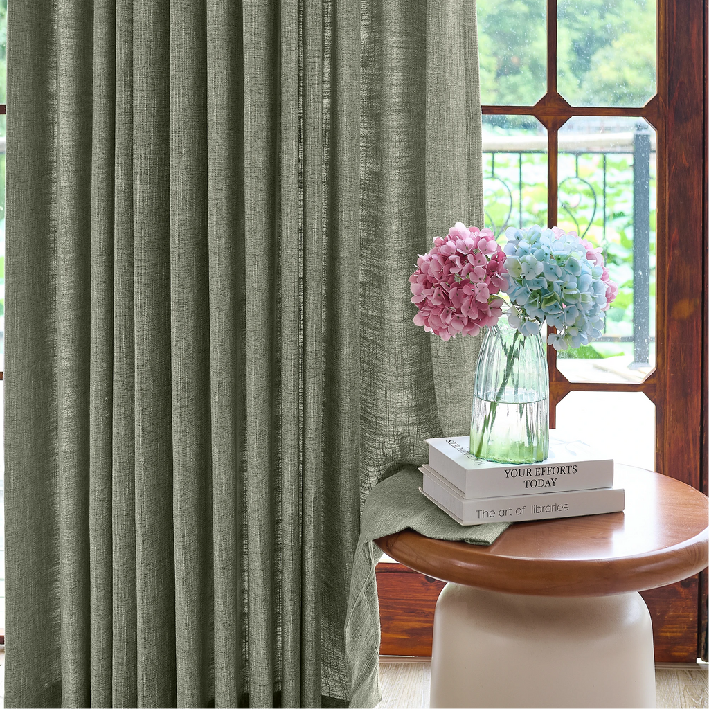 Caleb Custom Curtains Moss Gray Details