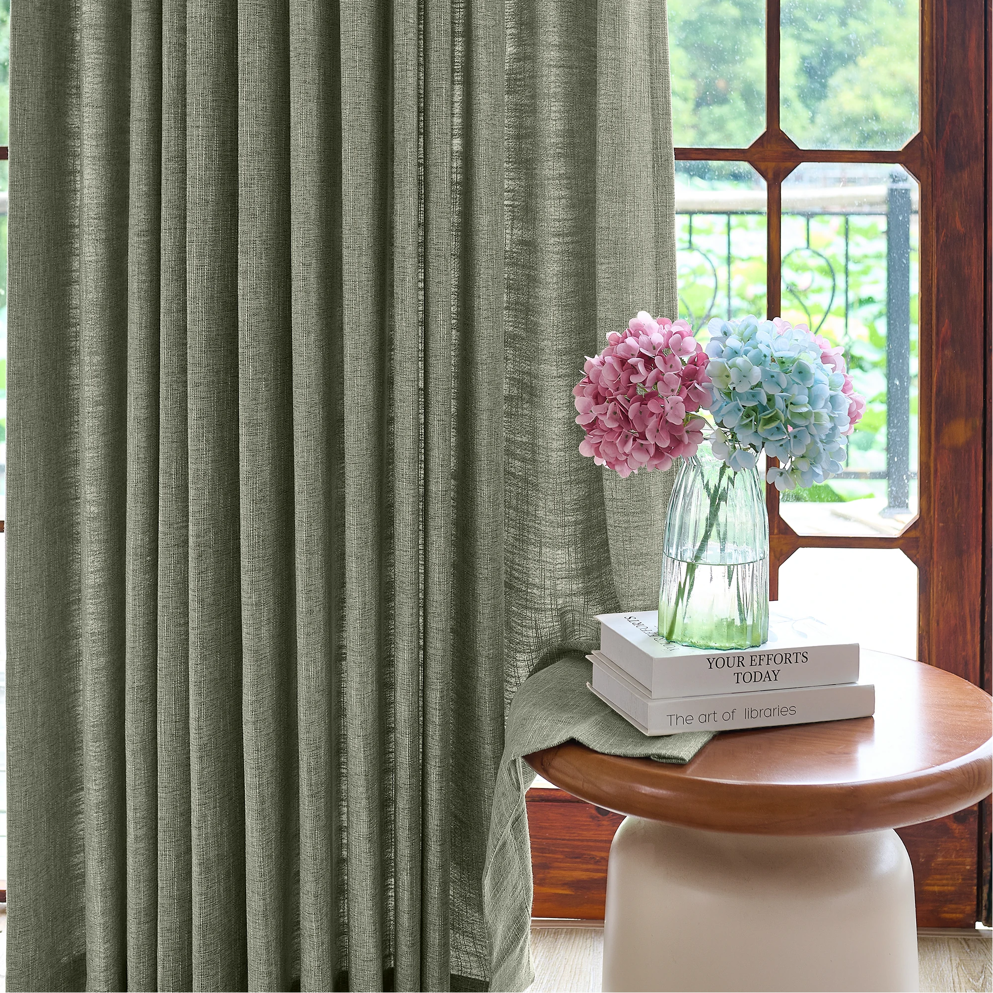 Caleb Custom Curtains Moss Gray Details