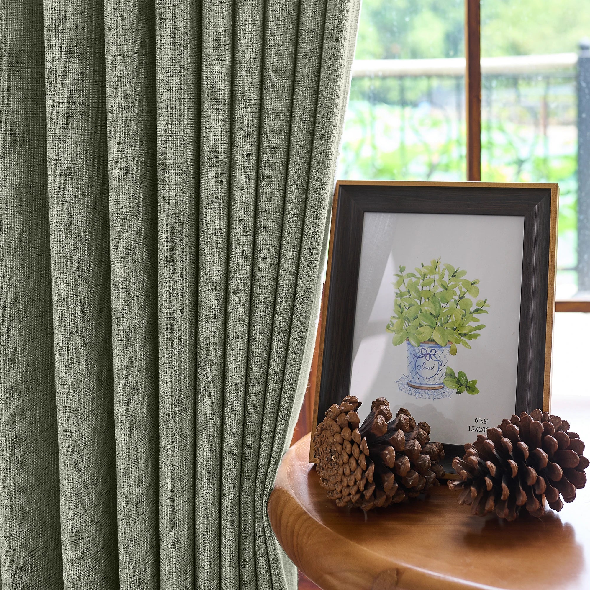 Caleb Custom Curtains Moss Gray Details