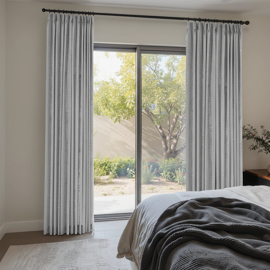 Caleb Custom Curtains Neutral Gray Display