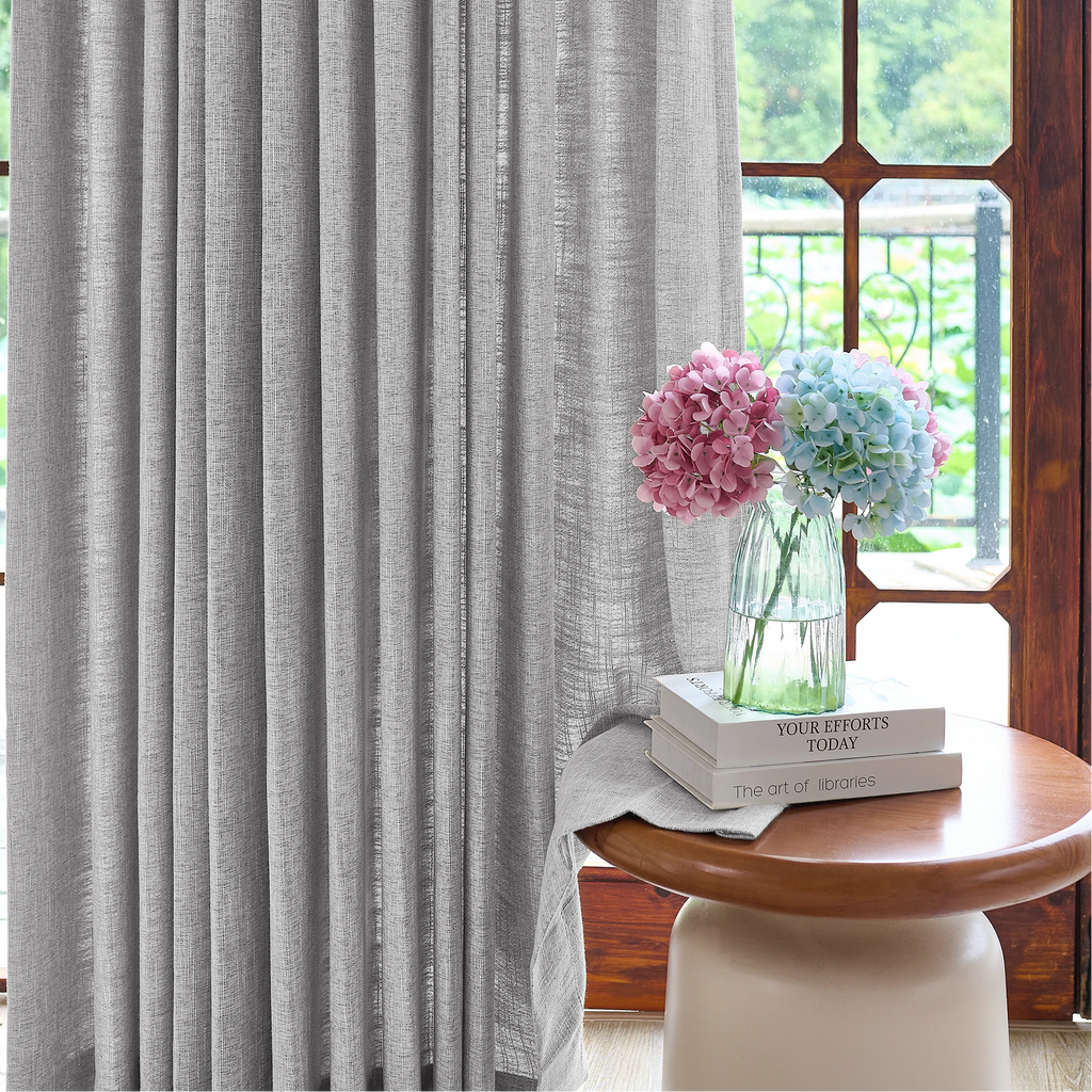 Caleb Custom Curtains Neutral Gray Details