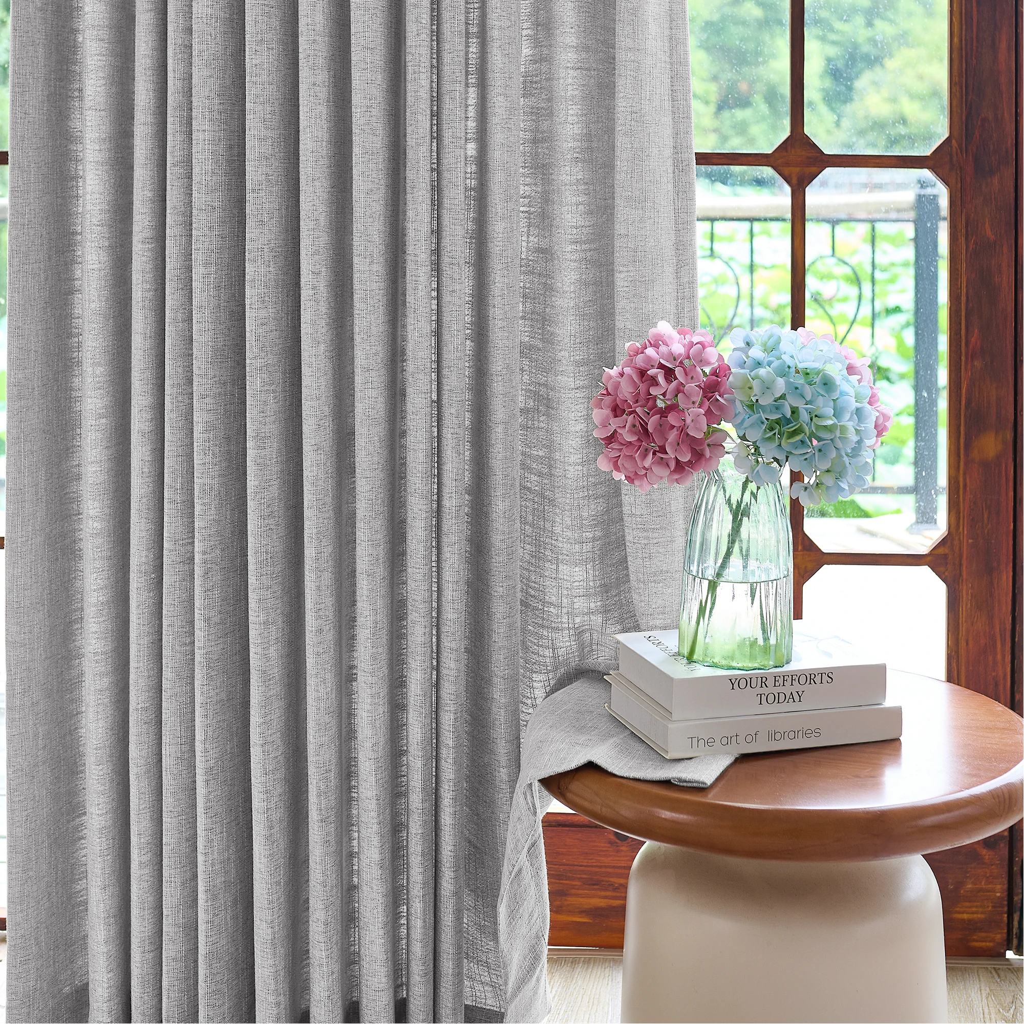 Caleb Custom Curtains Neutral Gray Details