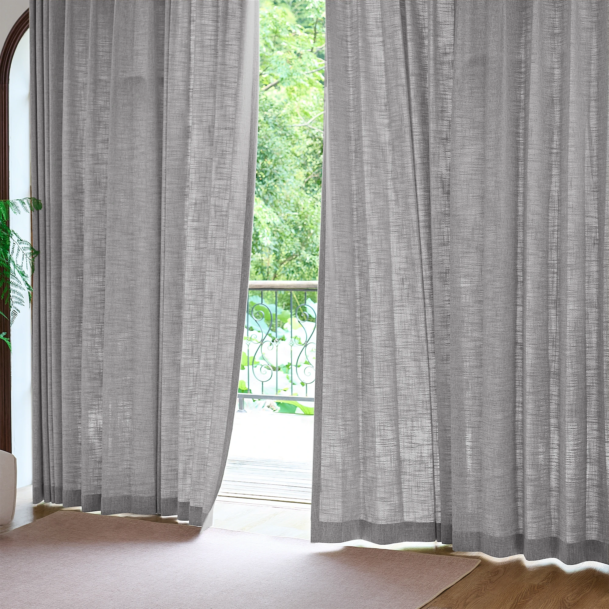 Caleb Custom Curtains Neutral Gray Display