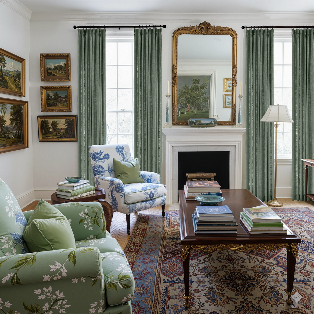 Caleb Custom Curtains Light Smoky Gray Diaplay