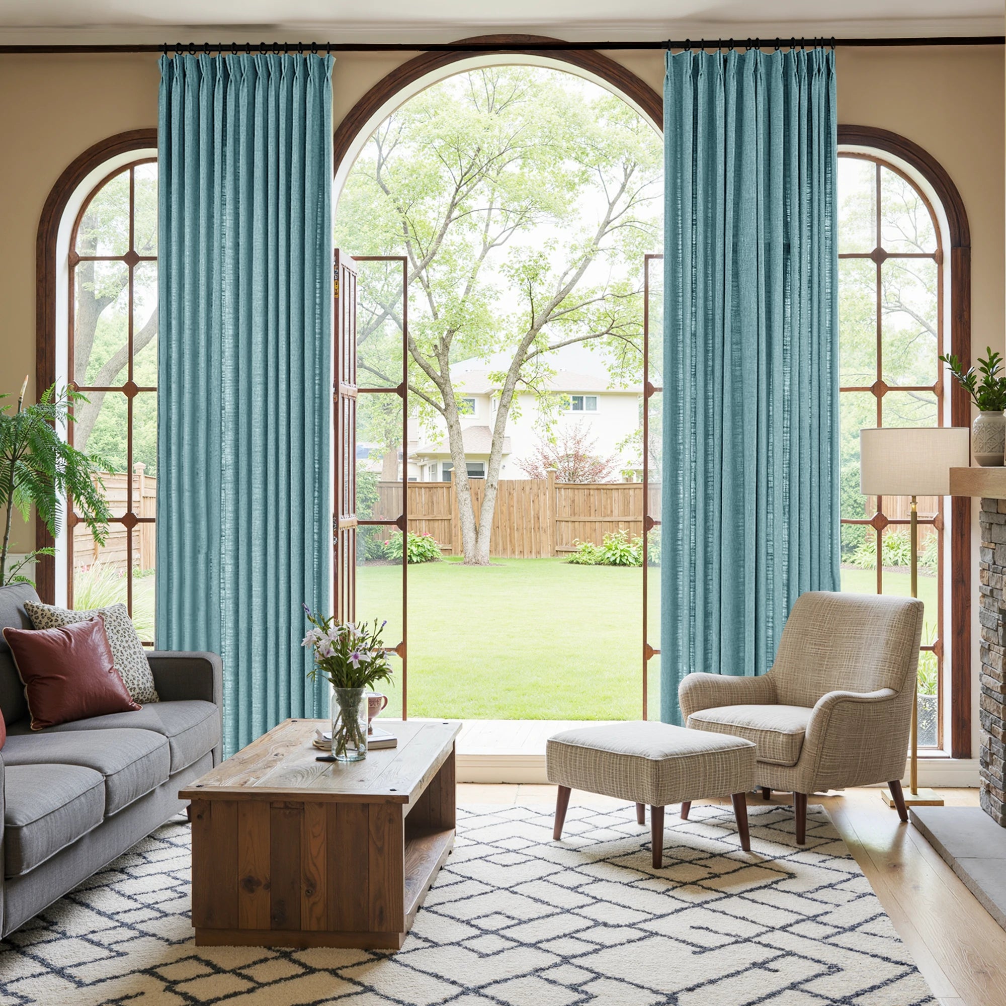 Caleb Custom Curtains Winter Blue