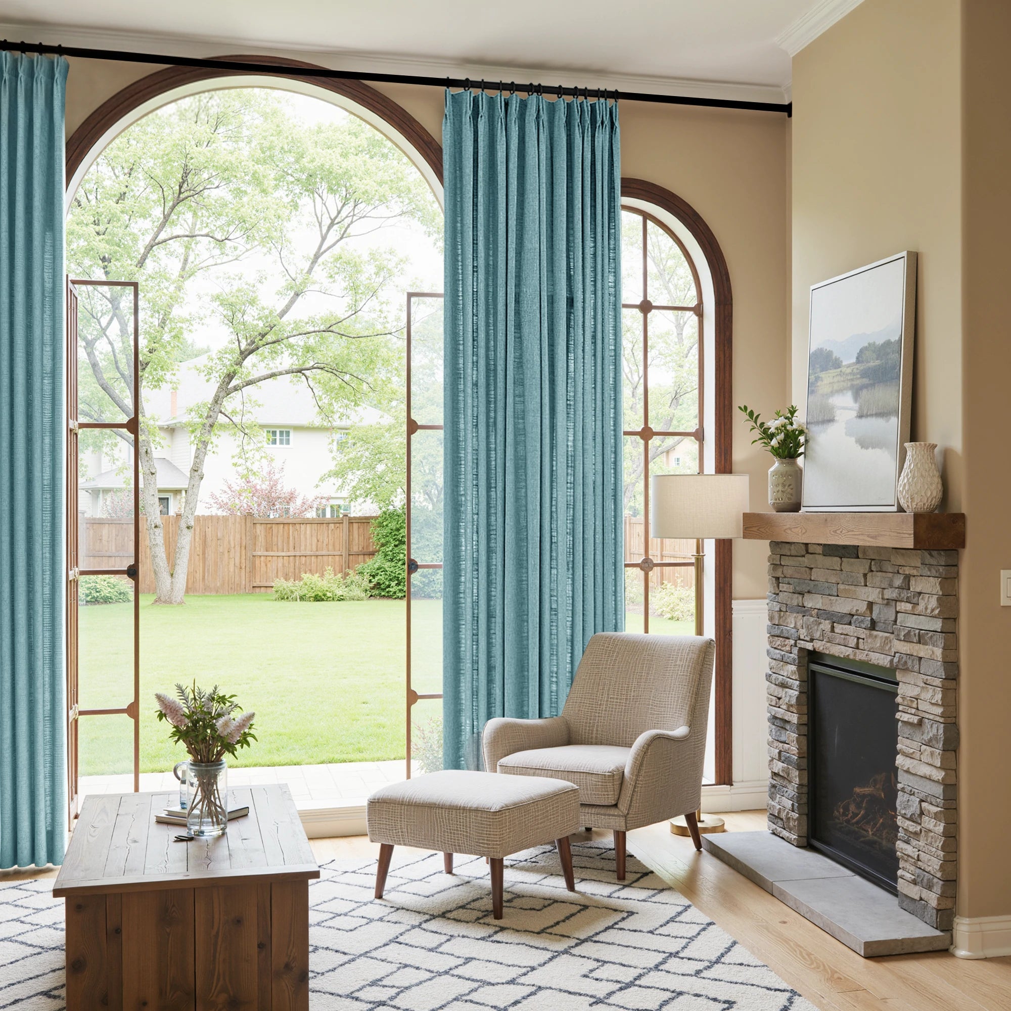 Caleb Custom Curtains Winter Blue Display