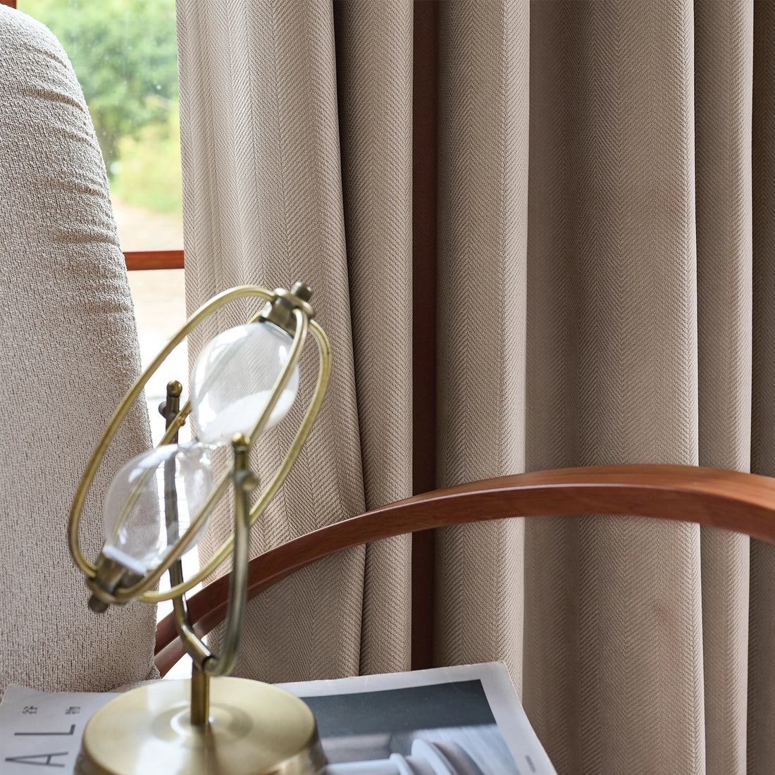Declan Curtains Light Coffee Details Display