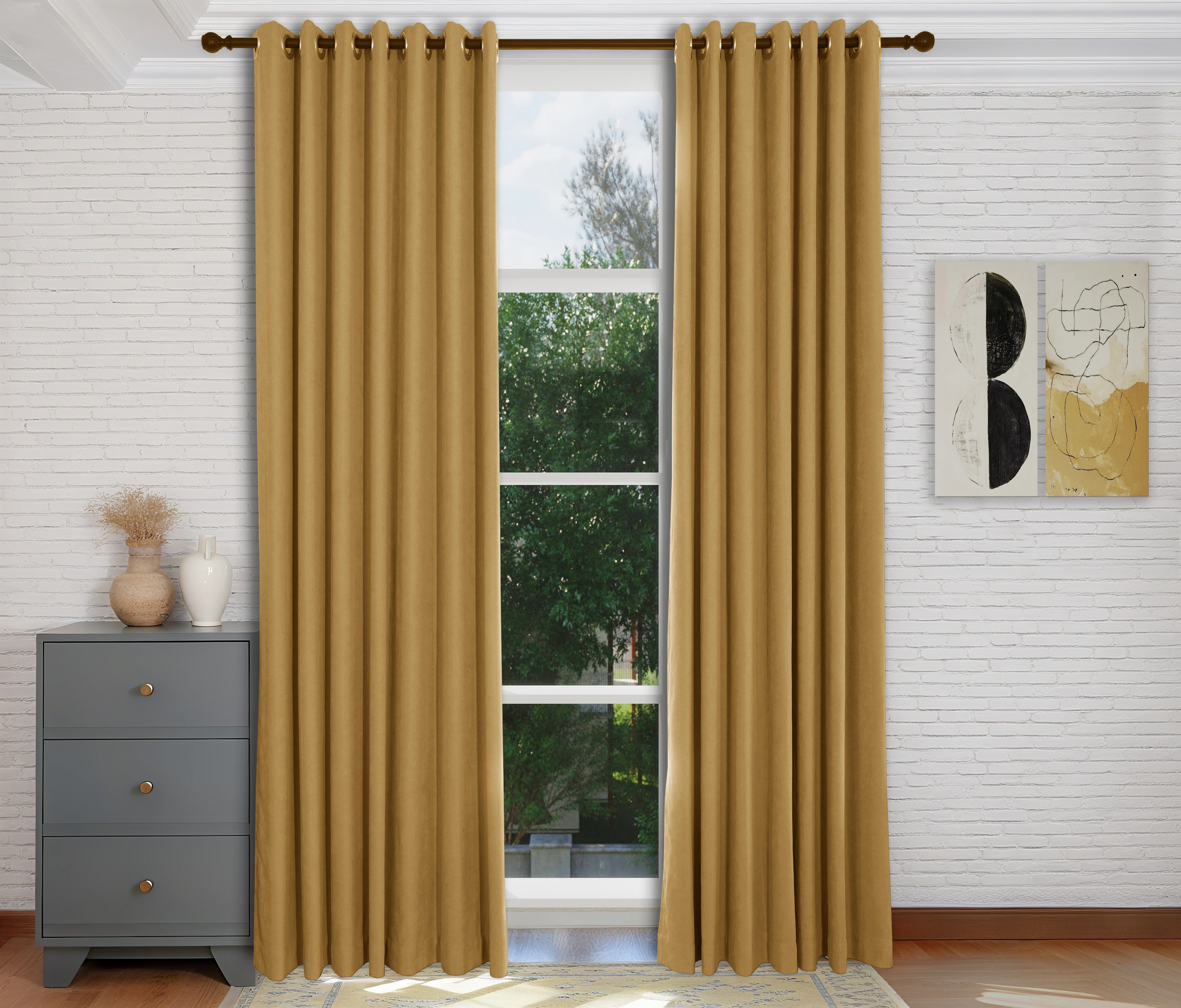 Declan Curtains Autumn Leaves Front View