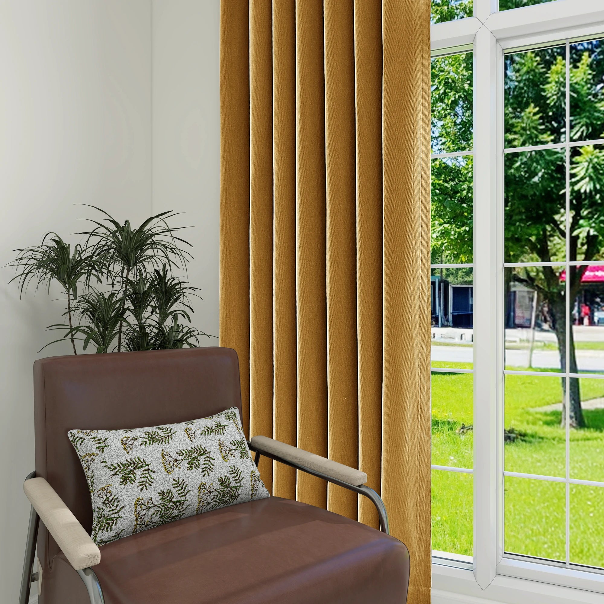 Declan Curtains Autumn Leaves Details