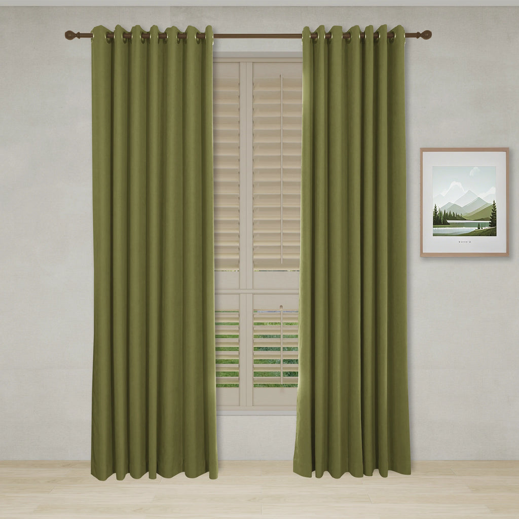 Declan Curtains Dark Pine Green Front View