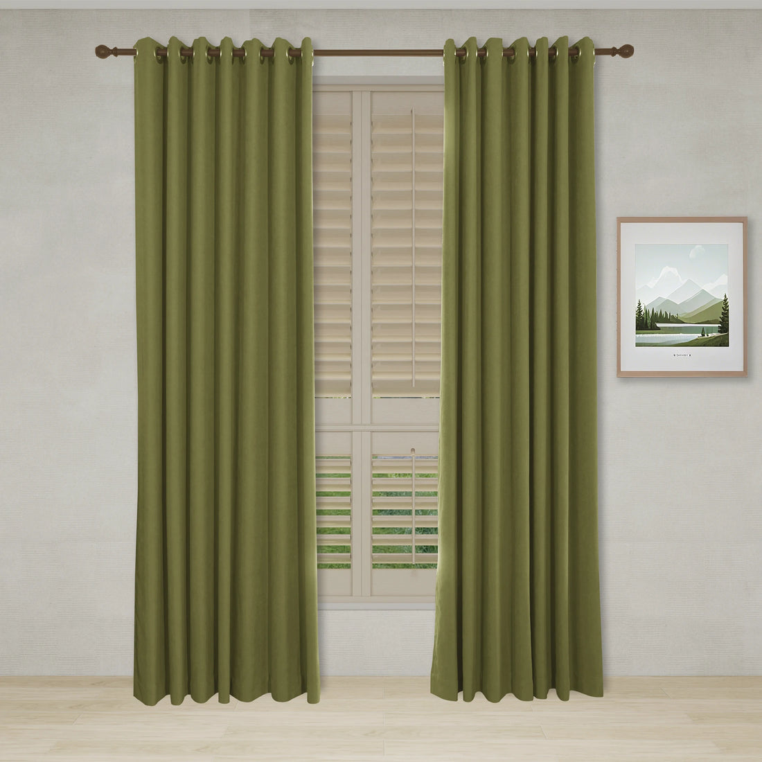 Declan Curtains Dark Pine Green Front View