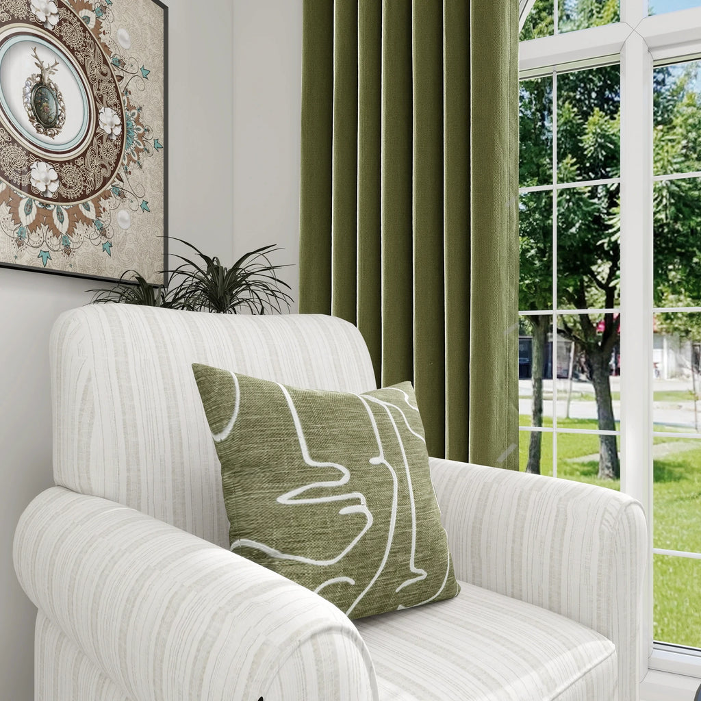 Declan Curtains Dark Pine Green Display