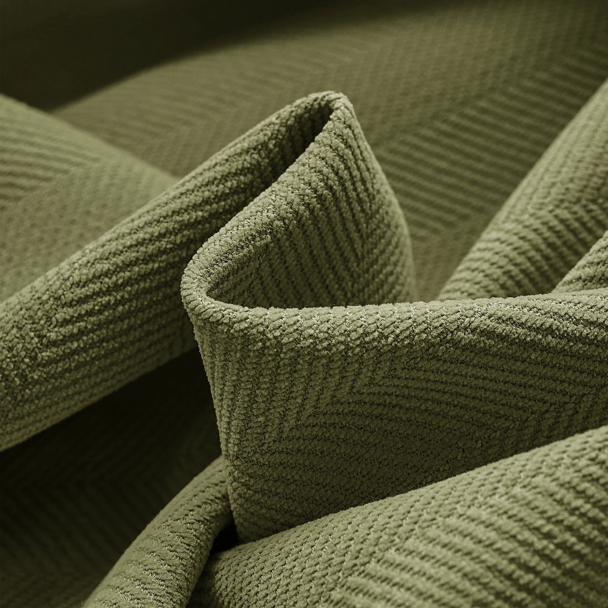 Declan Curtains Dark Pine Green Fabric Dispaly