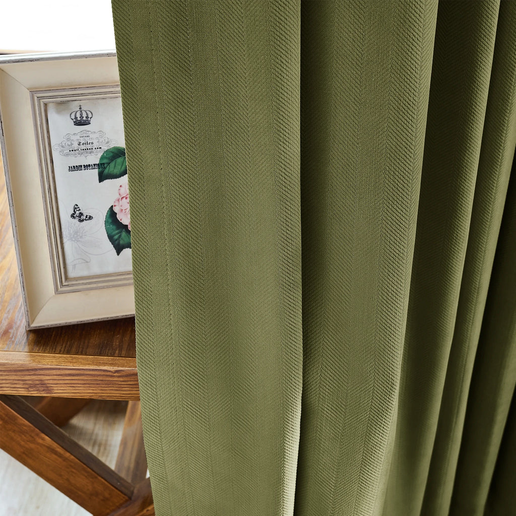 Declan Curtains Dark Pine Green Details