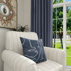 Declan Curtains Deep Slate Blue Details