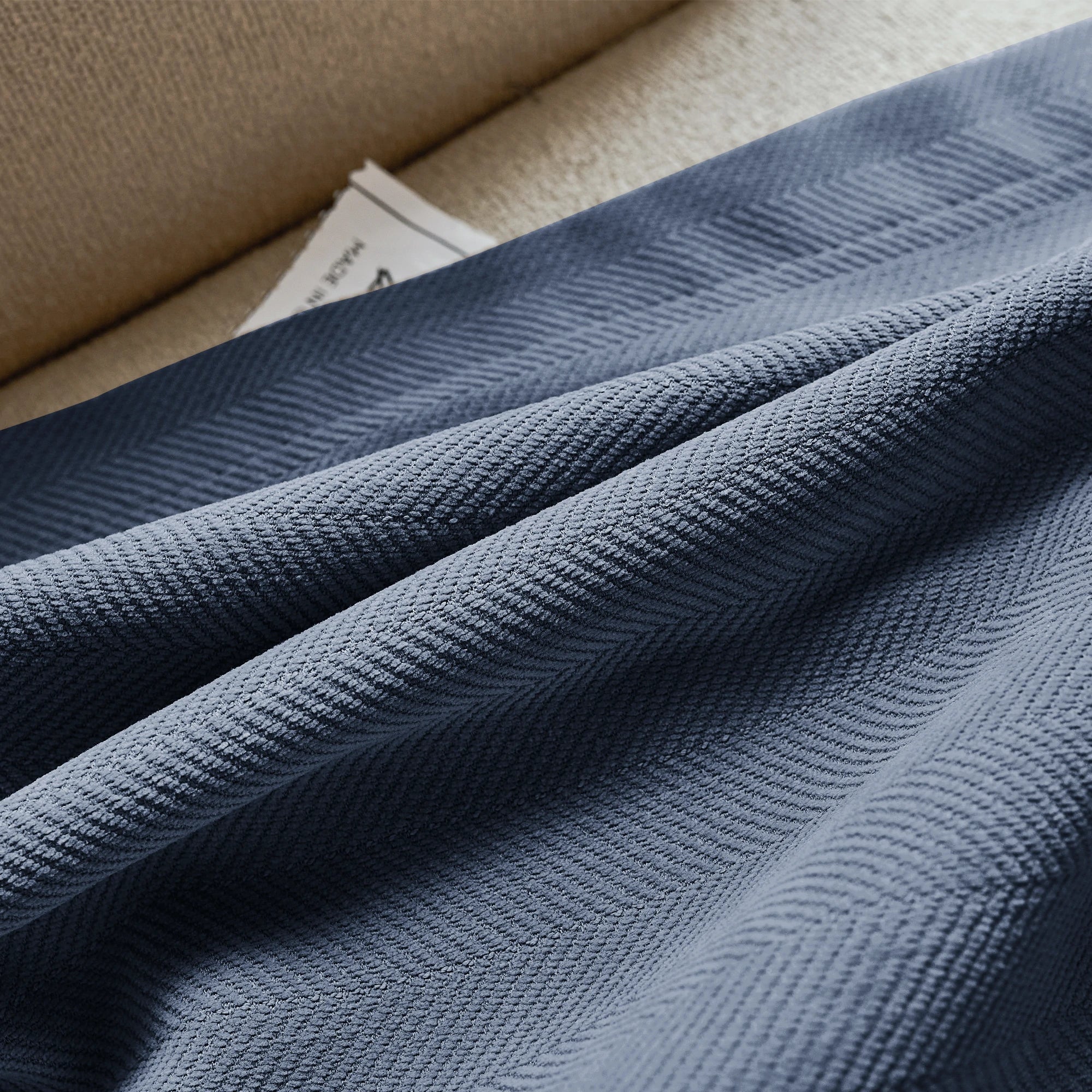 Declan Curtains Deep Slate Blue Fabric Display