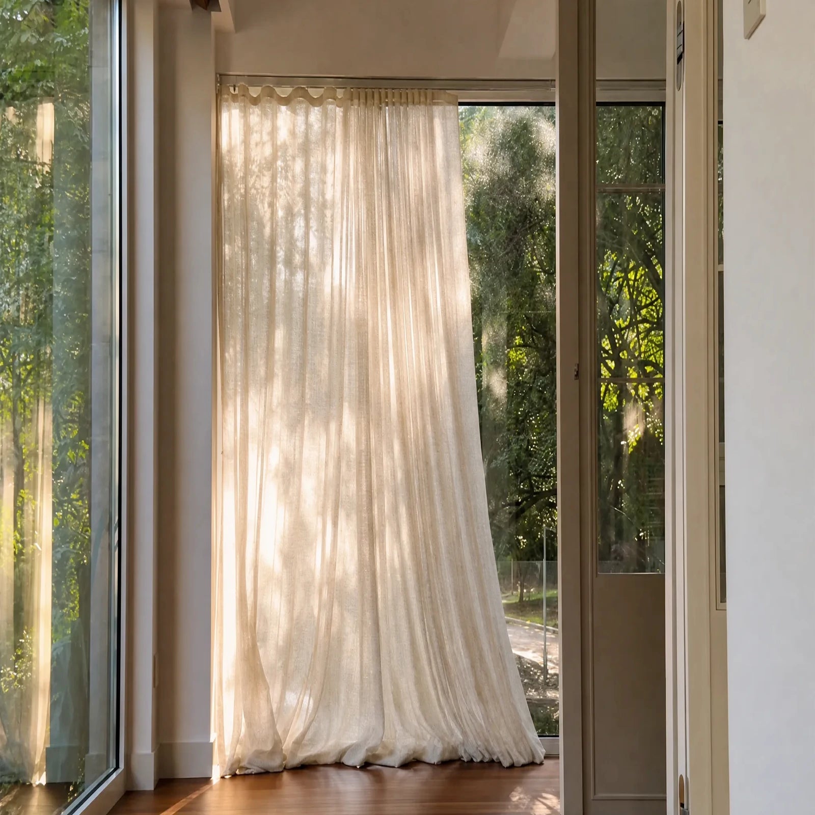 Fern Extra Long & Wide Cotton Semi Sheer Curtains